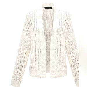 SANCTUARY Cardigan. Lightweight crochet, boho style (Cotton). Ivory. Med…